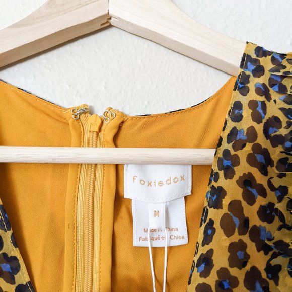 New Foxiedoe Sassa Leopard Printed Cutout Back Fringe Tiered Mini Dress - Picture 5 of 12